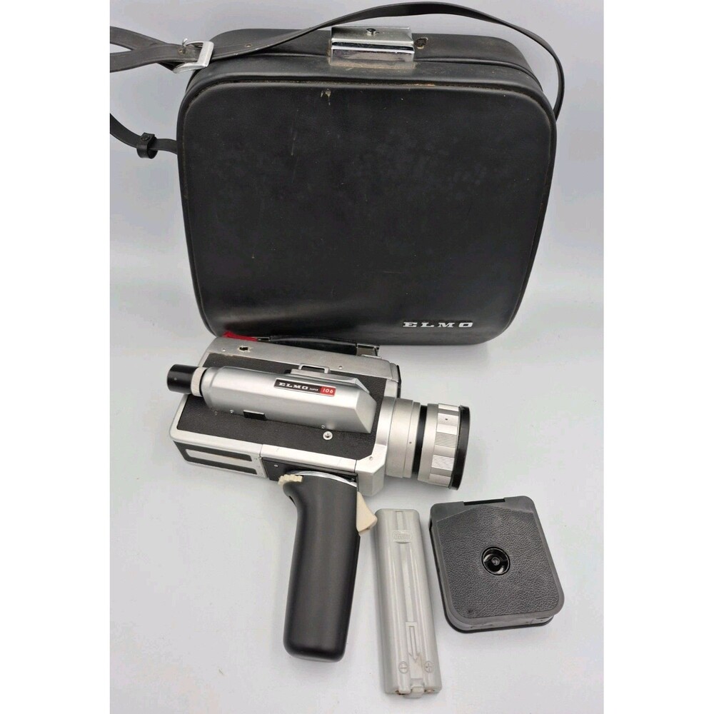 Elmo 104 Super 8 Cinema Film VINTAGE Camera W/Original Hard Camera Case Untested